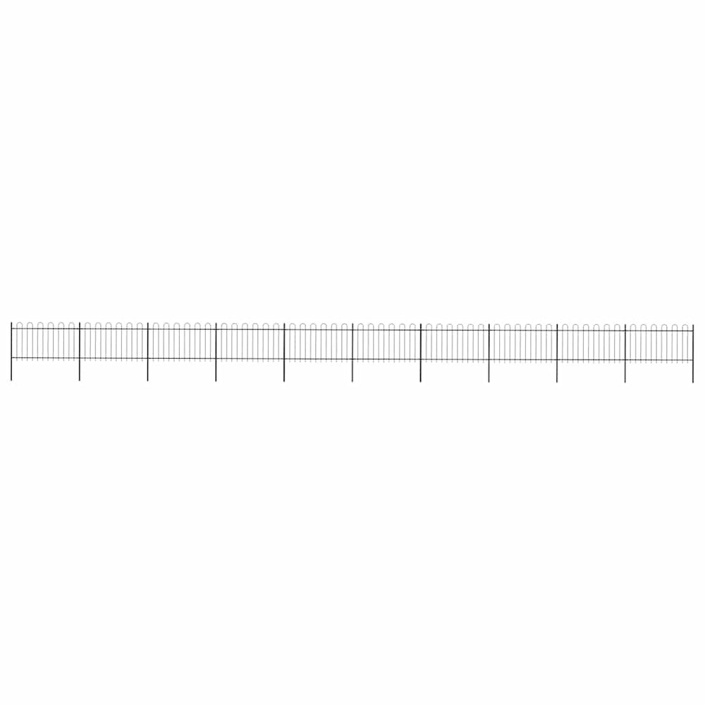 vidaXL Garden Fence with Hoop Top Steel 1673x100 cm Black