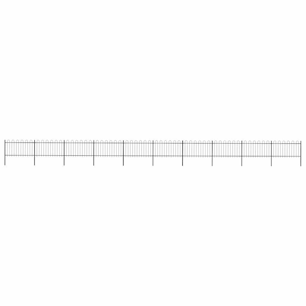 vidaXL Garden Fence with Hoop Top Steel 1673x100 cm Black 1