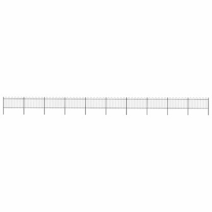 vidaXL Garden Fence with Hoop Top Steel 1673x100 cm Black 1