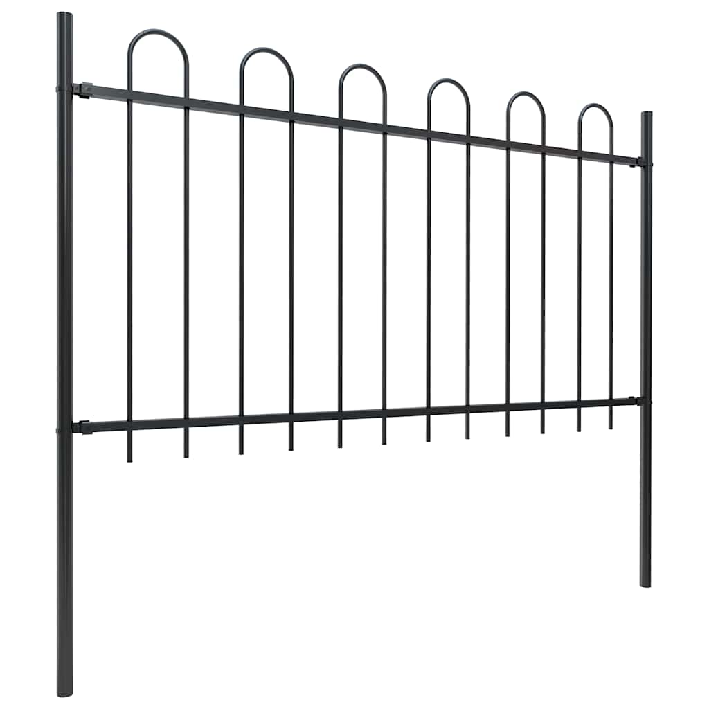 vidaXL Garden Fence with Hoop Top Steel 1673x100 cm Black 2