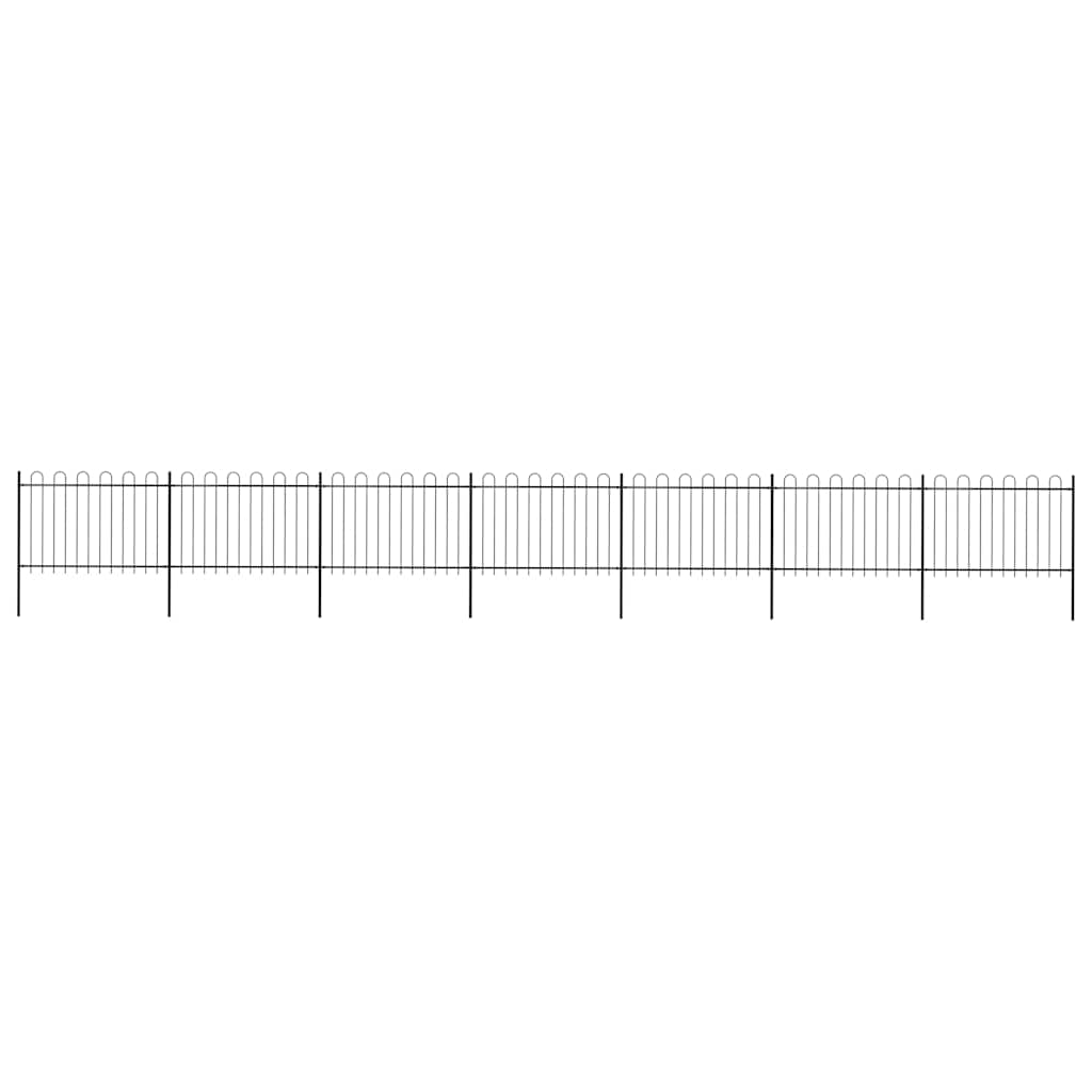 vidaXL Garden Fence with Hoop Top Steel 1172x120 cm Black 1