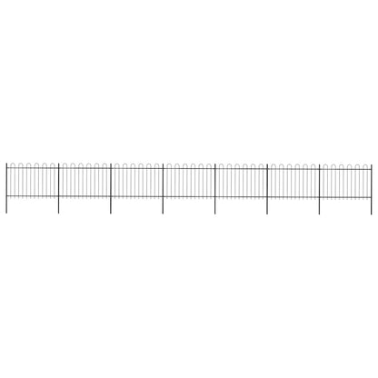 vidaXL Garden Fence with Hoop Top Steel 1172x120 cm Black 1