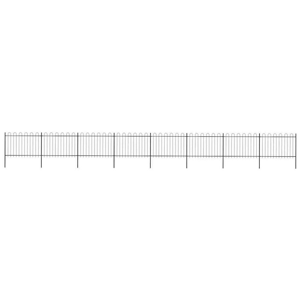 vidaXL Garden Fence with Hoop Top Steel 1339x120 cm Black