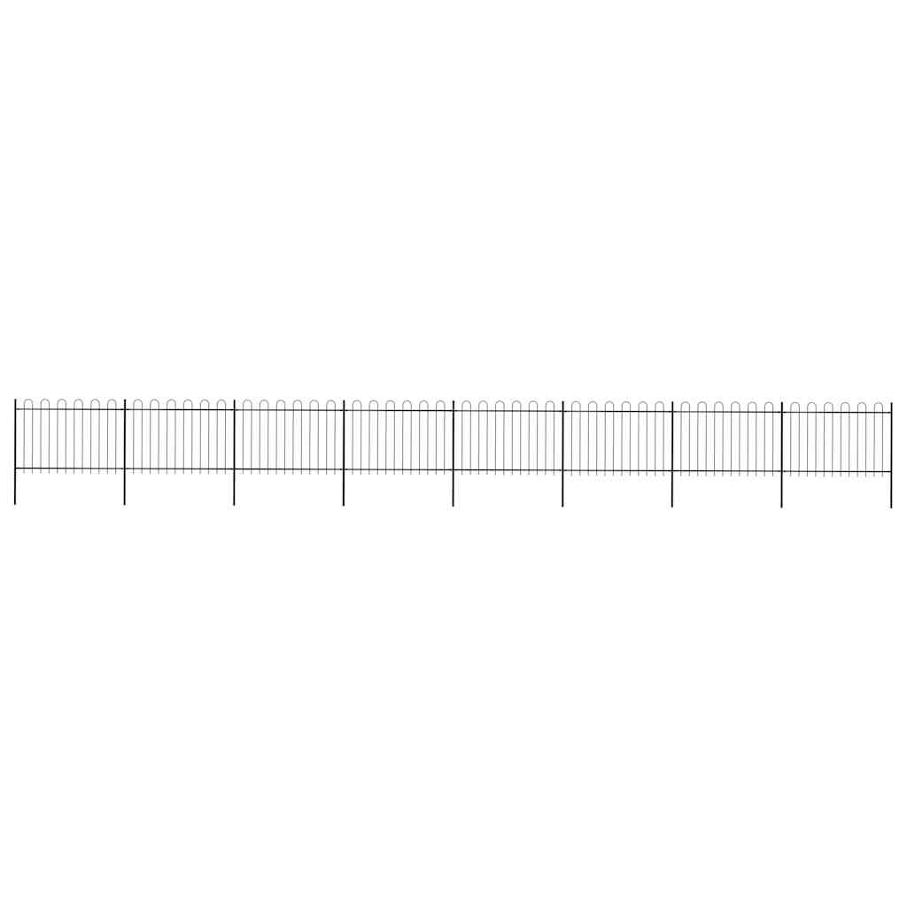 vidaXL Garden Fence with Hoop Top Steel 1339x120 cm Black 1