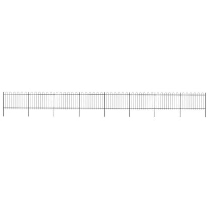 vidaXL Garden Fence with Hoop Top Steel 1339x120 cm Black 1