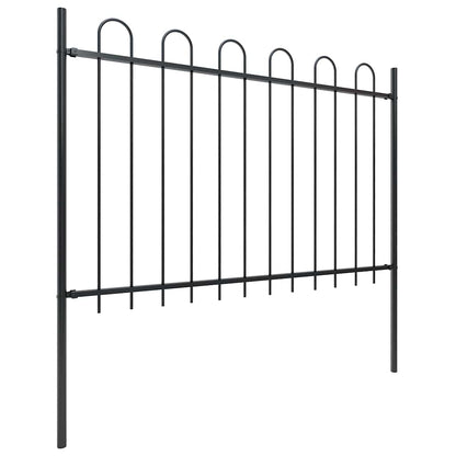 vidaXL Garden Fence with Hoop Top Steel 1339x120 cm Black 2