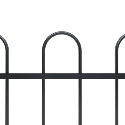 vidaXL Garden Fence with Hoop Top Steel 1339x120 cm Black 3