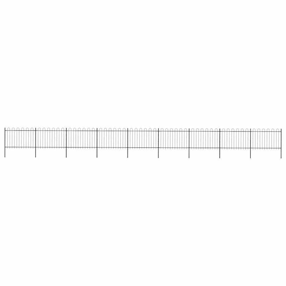 vidaXL Garden Fence with Hoop Top Steel 1506x120 cm Black