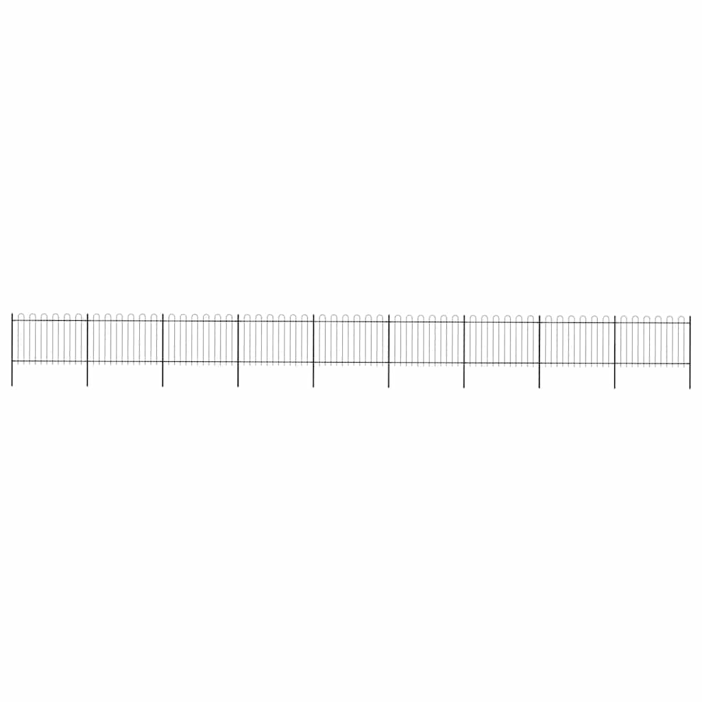vidaXL Garden Fence with Hoop Top Steel 1506x120 cm Black 1