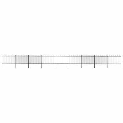 vidaXL Garden Fence with Hoop Top Steel 1506x120 cm Black 1