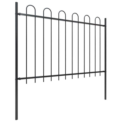 vidaXL Garden Fence with Hoop Top Steel 1506x120 cm Black 2