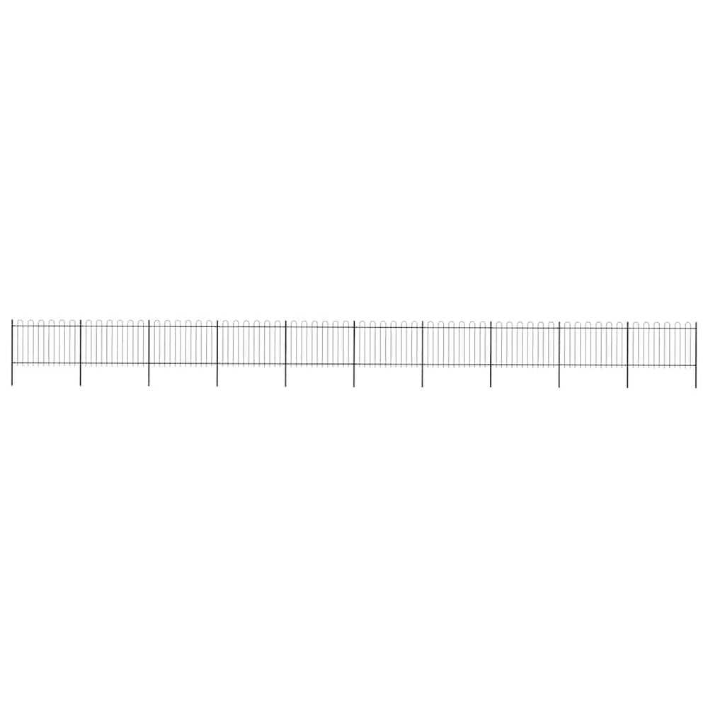 vidaXL Garden Fence with Hoop Top Steel 1673x120 cm Black