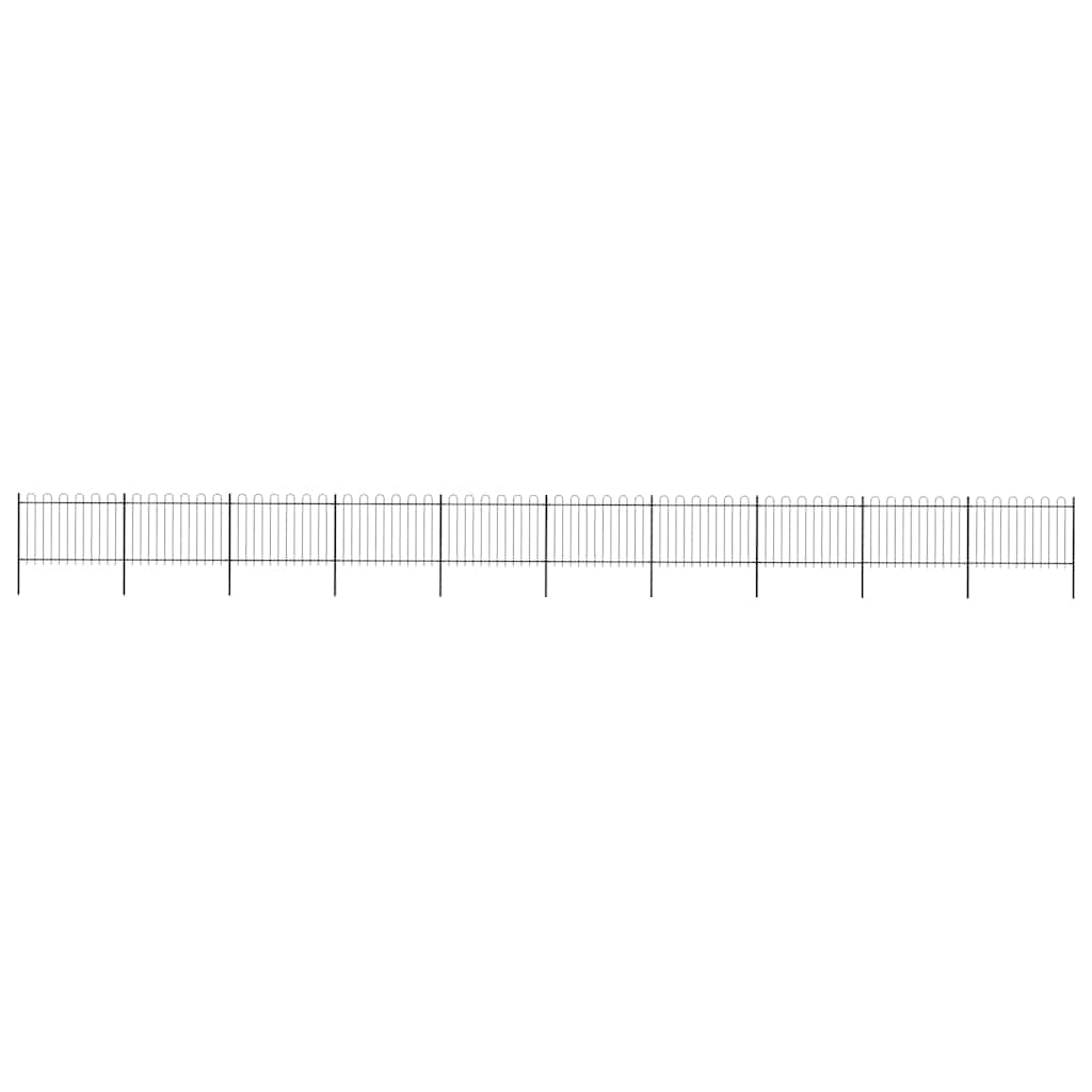 vidaXL Garden Fence with Hoop Top Steel 1673x120 cm Black 1