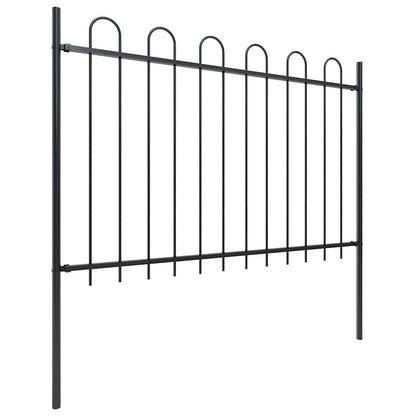 vidaXL Garden Fence with Hoop Top Steel 1673x120 cm Black 2