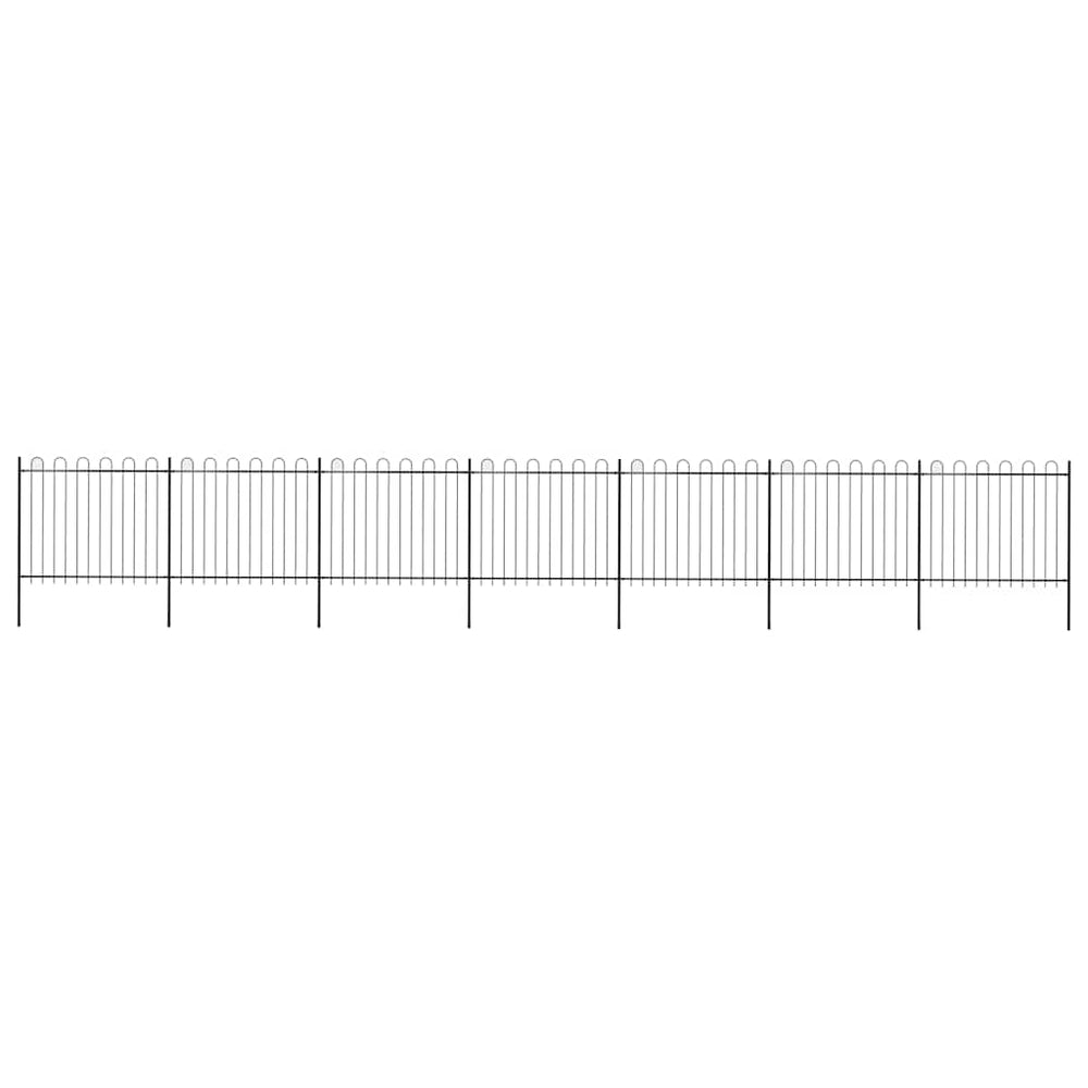 vidaXL Garden Fence with Hoop Top Steel 1172x150 cm Black