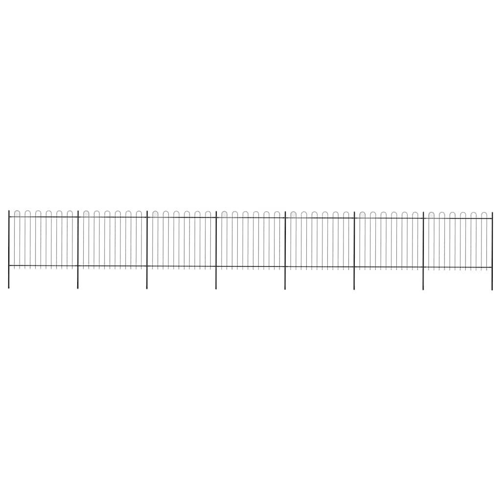 vidaXL Garden Fence with Hoop Top Steel 1172x150 cm Black 1