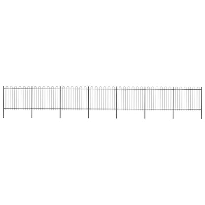 vidaXL Garden Fence with Hoop Top Steel 1172x150 cm Black 1