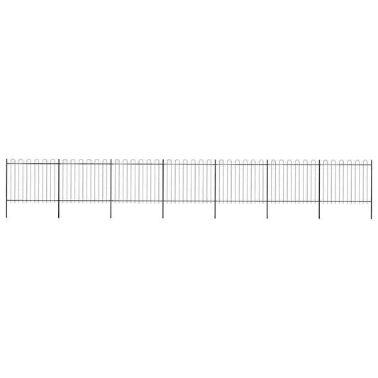 vidaXL Garden Fence with Hoop Top Steel 1172x150 cm Black 1