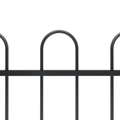 vidaXL Garden Fence with Hoop Top Steel 1172x150 cm Black 3