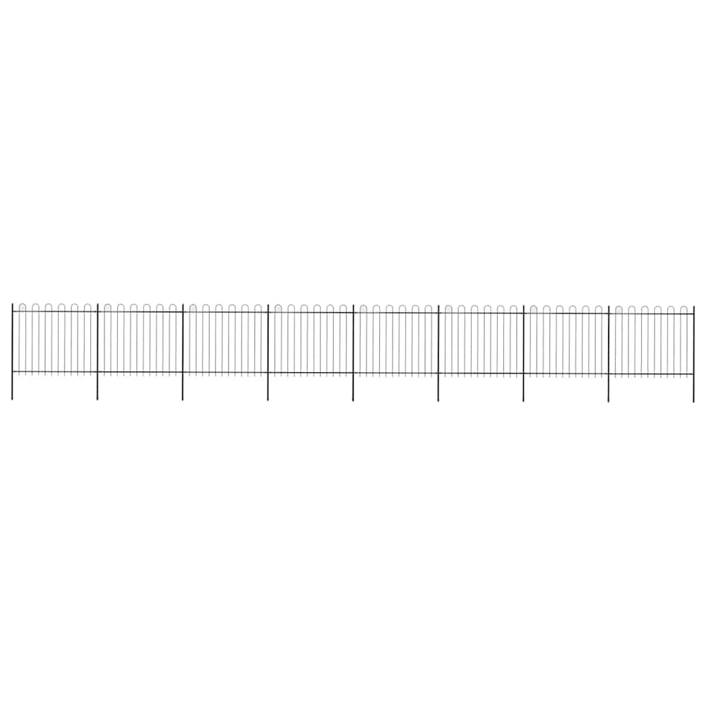 vidaXL Garden Fence with Hoop Top Steel 1339x150 cm Black