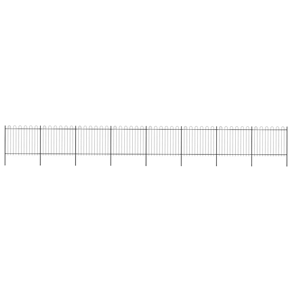 vidaXL Garden Fence with Hoop Top Steel 1339x150 cm Black 1
