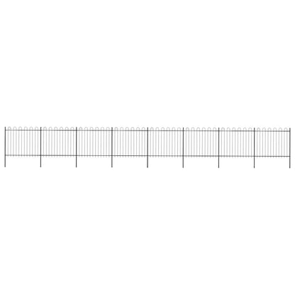vidaXL Garden Fence with Hoop Top Steel 1339x150 cm Black 1