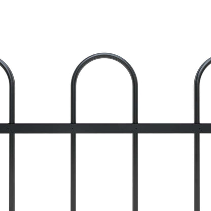 vidaXL Garden Fence with Hoop Top Steel 1339x150 cm Black 3