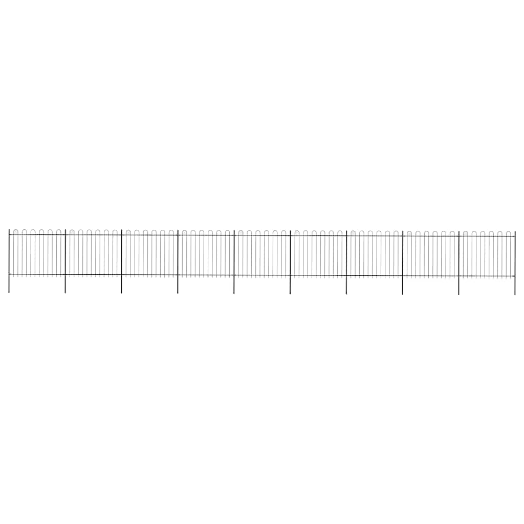 vidaXL Garden Fence with Hoop Top Steel 1506x150 cm Black 1