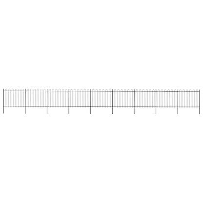 vidaXL Garden Fence with Hoop Top Steel 1506x150 cm Black 1
