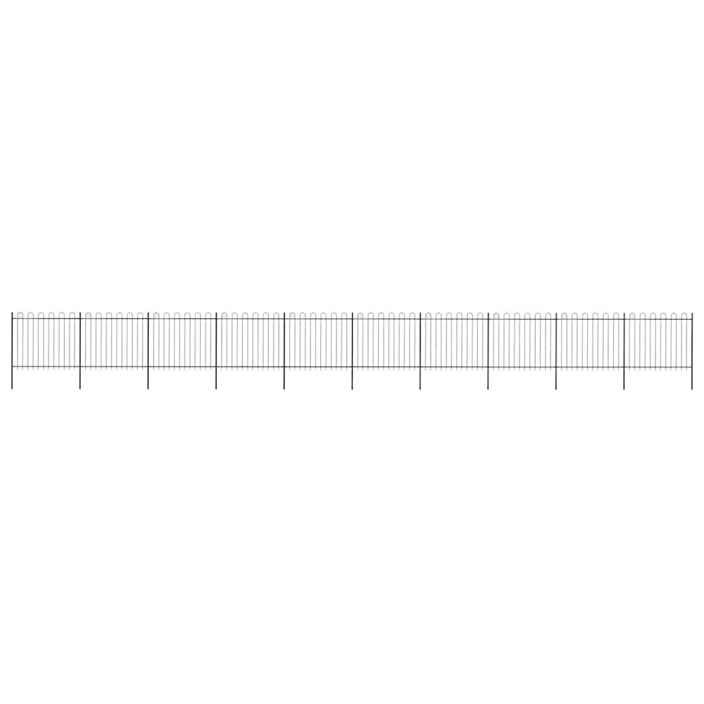 vidaXL Garden Fence with Hoop Top Steel 1673x150 cm Black