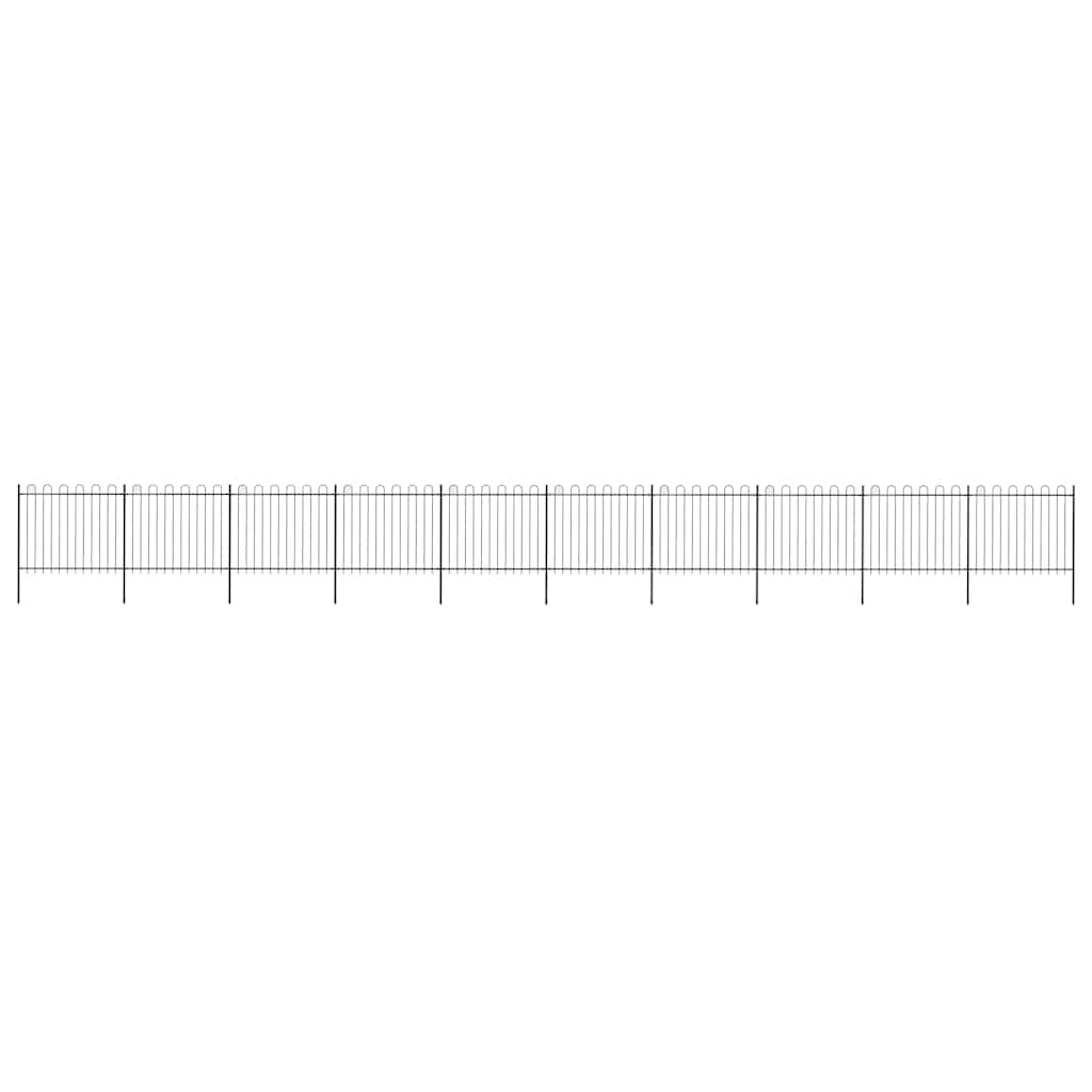 vidaXL Garden Fence with Hoop Top Steel 1673x150 cm Black 1