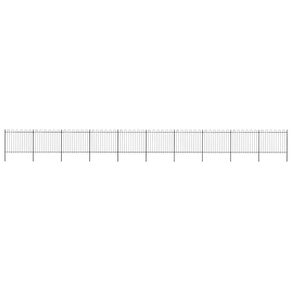 vidaXL Garden Fence with Hoop Top Steel 1673x150 cm Black 1