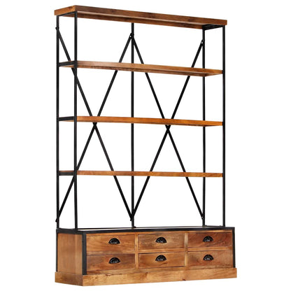 284423 vidaXL 4-Tier Bookcase with 6 Drawers 122x36x181 cm Solid Mango Wood 1
