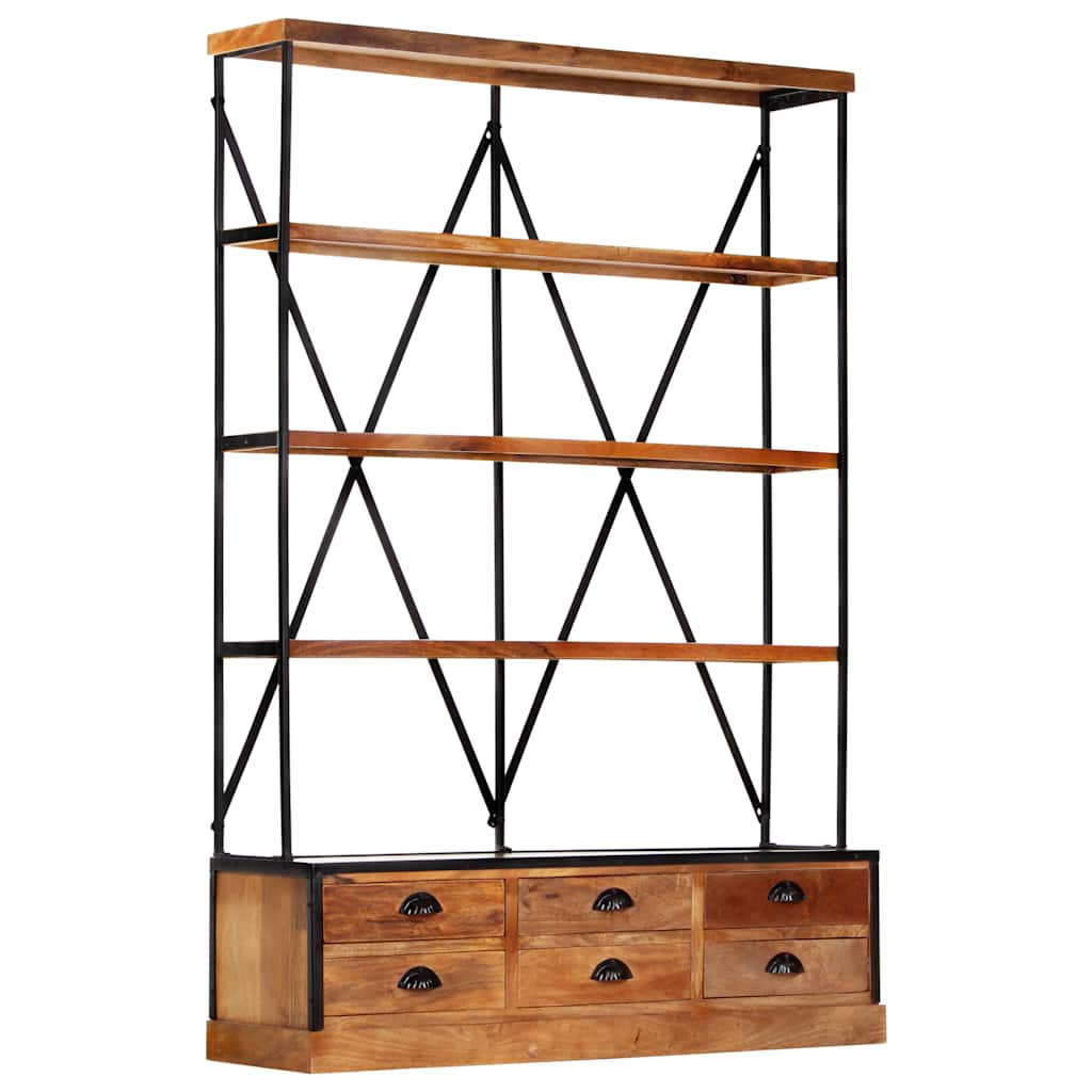 284423 vidaXL 4-Tier Bookcase with 6 Drawers 122x36x181 cm Solid Mango Wood 5