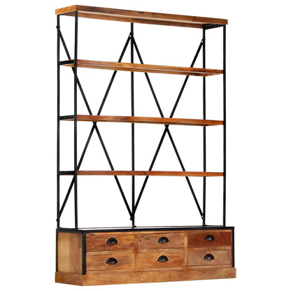 284423 vidaXL 4-Tier Bookcase with 6 Drawers 122x36x181 cm Solid Mango Wood 5