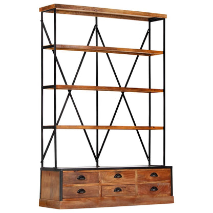 284423 vidaXL 4-Tier Bookcase with 6 Drawers 122x36x181 cm Solid Mango Wood 6
