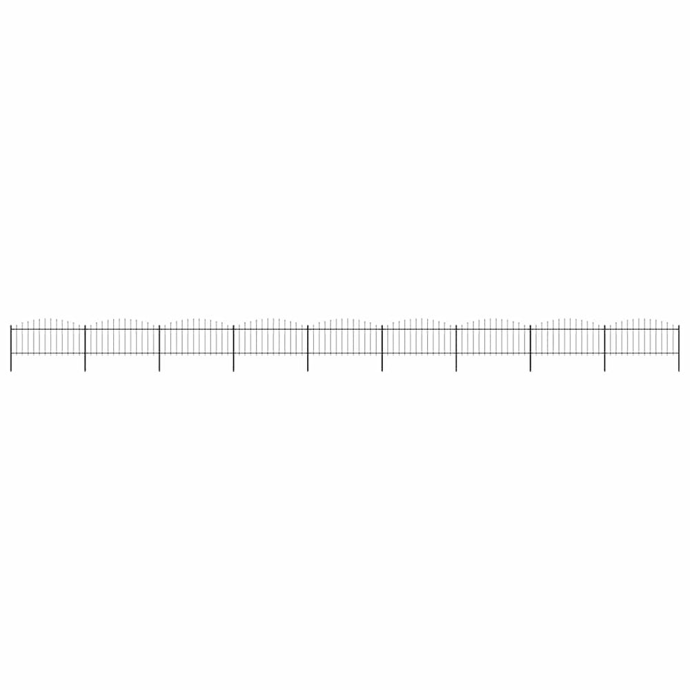 vidaXL Garden Fence with Spear Top Steel 1506x75 cm Black