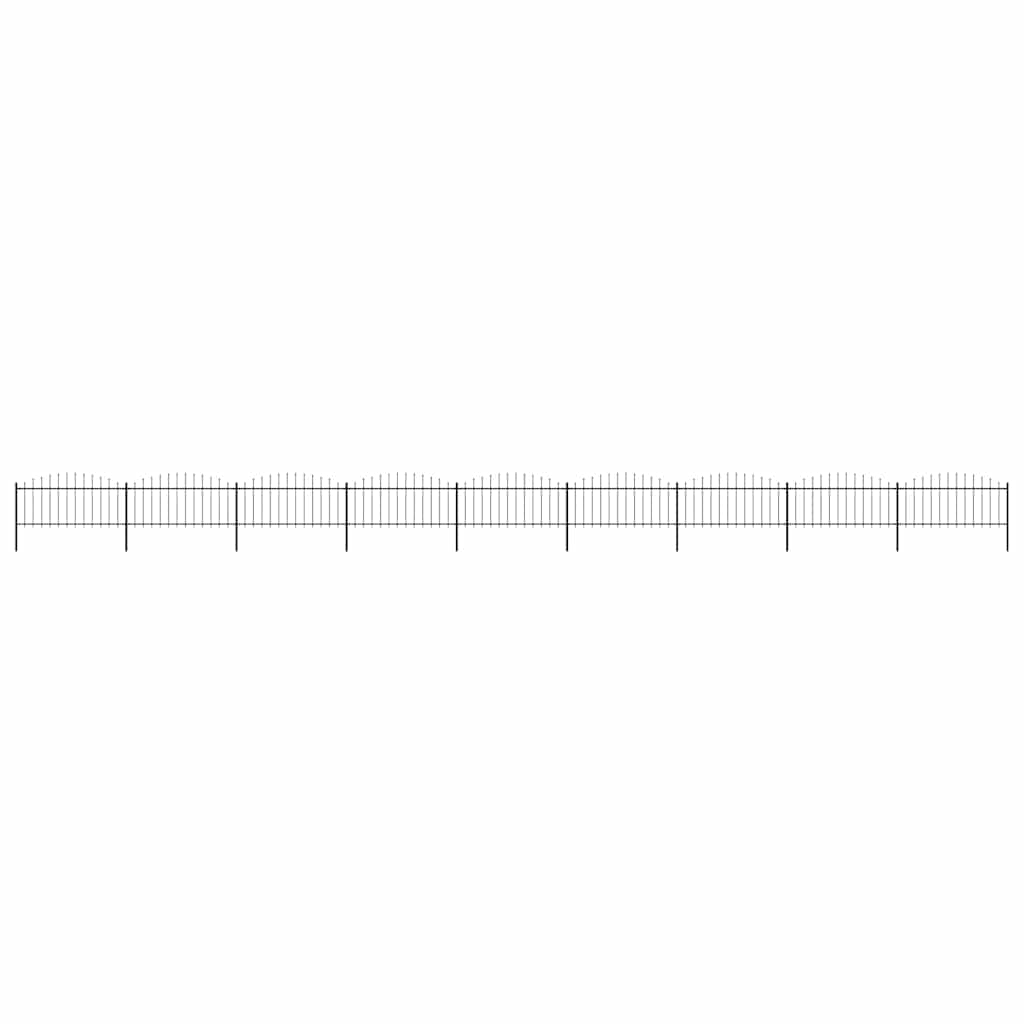vidaXL Garden Fence with Spear Top Steel 1506x75 cm Black 1
