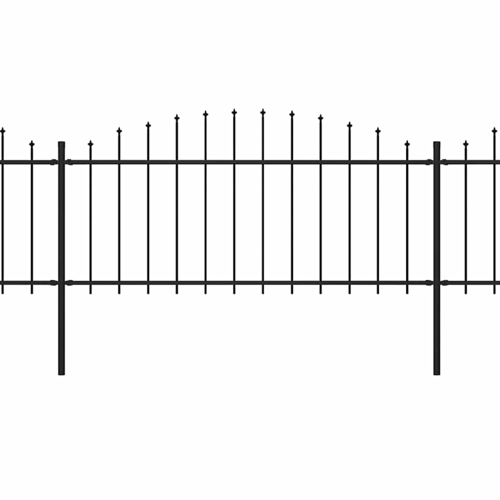 vidaXL Garden Fence with Spear Top Steel 1506x75 cm Black 2