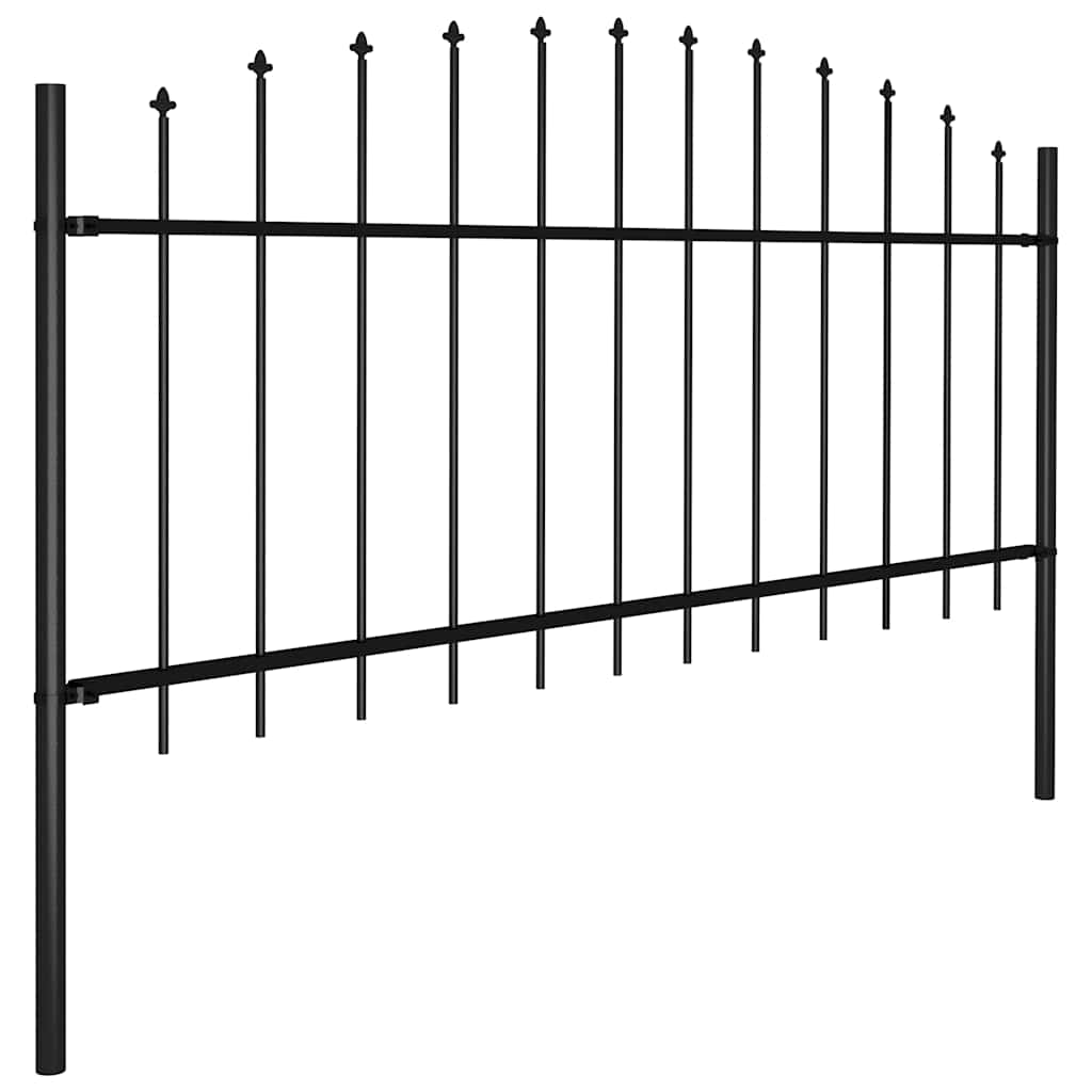 vidaXL Garden Fence with Spear Top Steel 1506x75 cm Black 3