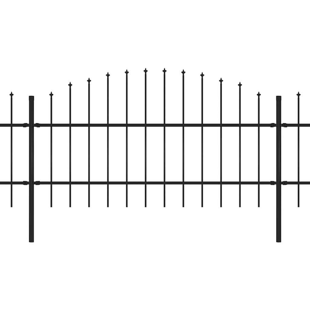 vidaXL Garden Fence with Spear Top Steel 1506x100 cm Black 2