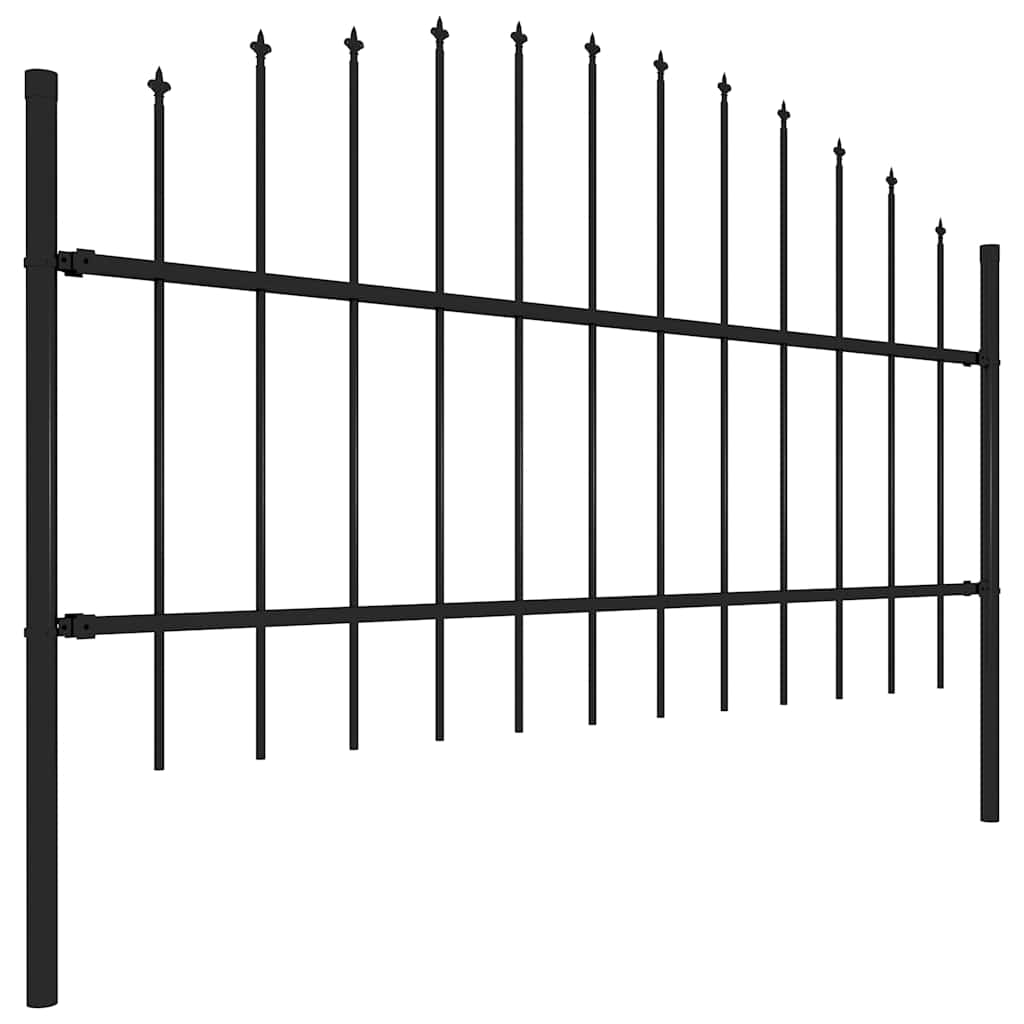 vidaXL Garden Fence with Spear Top Steel 1506x100 cm Black 3