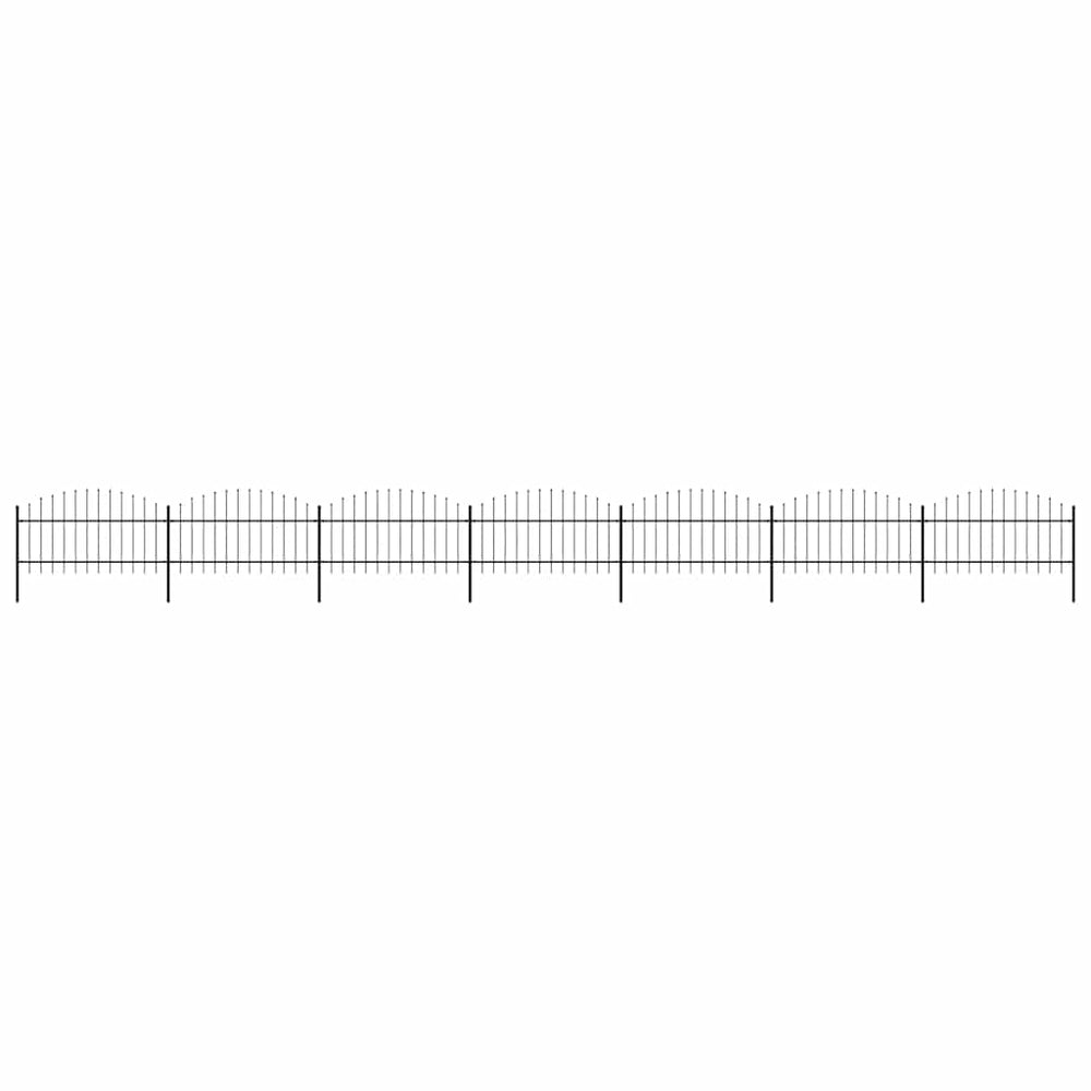 vidaXL Garden Fence with Spear Top Steel 1230x125 cm Black