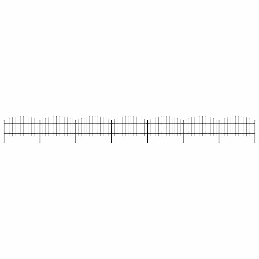 vidaXL Garden Fence with Spear Top Steel 1230x125 cm Black 1