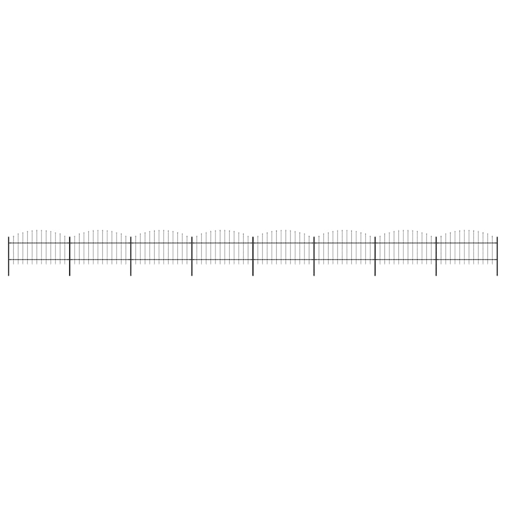vidaXL Garden Fence with Spear Top Steel 1339x125 cm Black 1