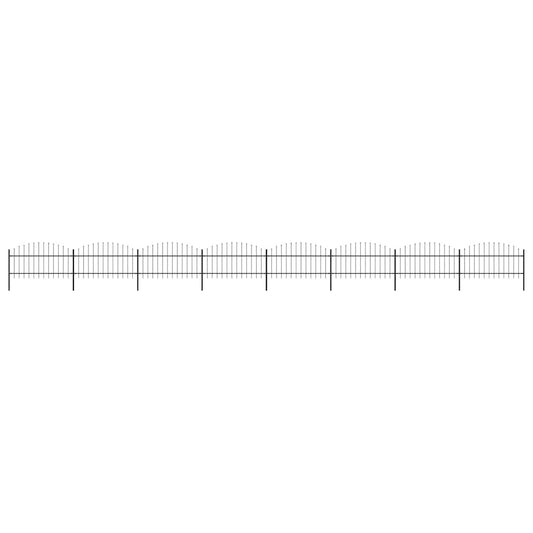 vidaXL Garden Fence with Spear Top Steel 1339x125 cm Black 1