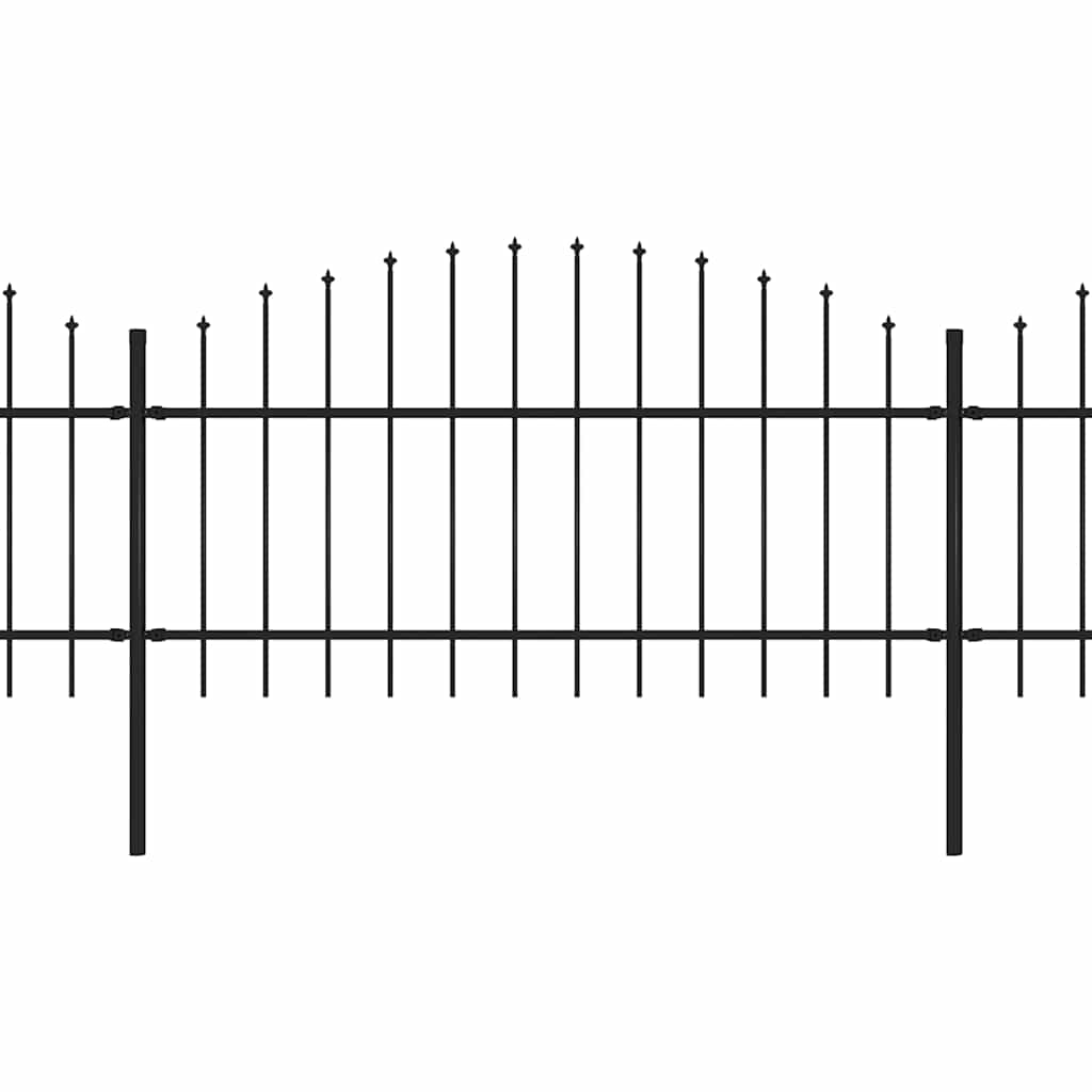 vidaXL Garden Fence with Spear Top Steel 1339x125 cm Black 2