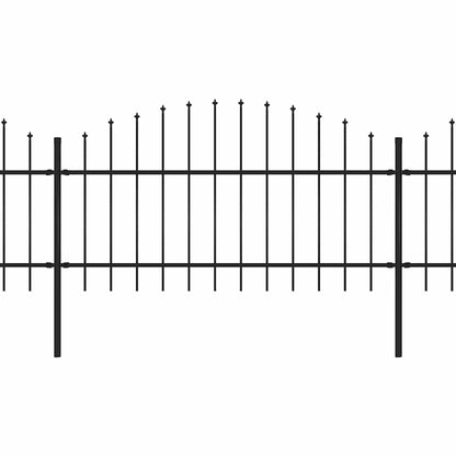 vidaXL Garden Fence with Spear Top Steel 1339x125 cm Black 2