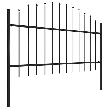 vidaXL Garden Fence with Spear Top Steel 1339x125 cm Black 3