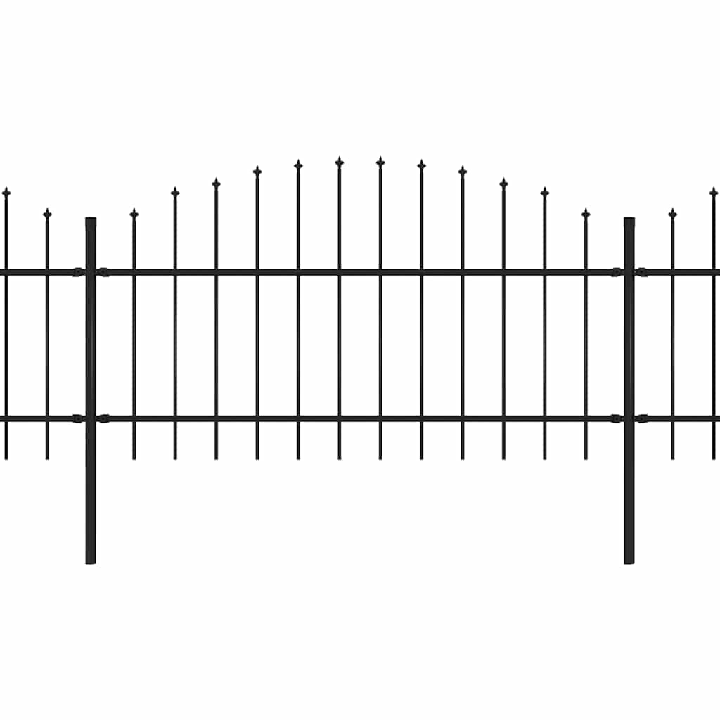 vidaXL Garden Fence with Spear Top Steel 1506x125 cm Black 2